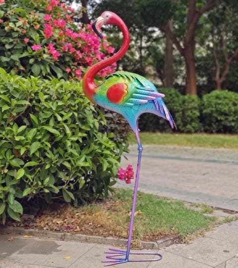 Senwell Senwell Hand Painted Metal Flamingo Garden Statue #057 home decor