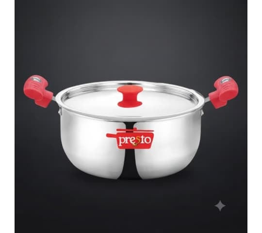 Presto Presto Triply Stainless Steel Cookware Casserole 24cm with Lid | Induction & Gas Compatible daily essentials &…