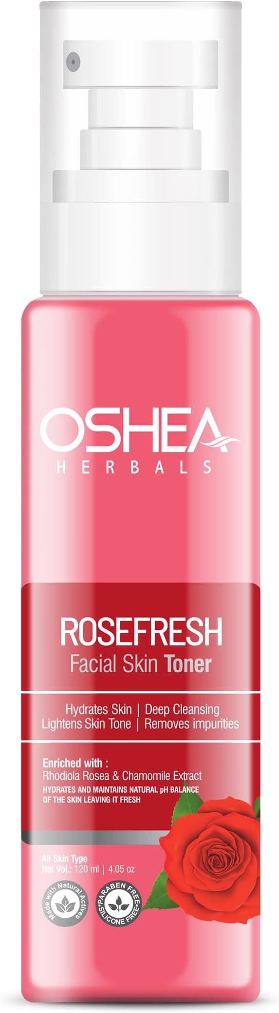 Oshea Herbals Rosefresh Toner 120ml | Refreshing Rose Face Toner for Hydrated & Glowing Skin