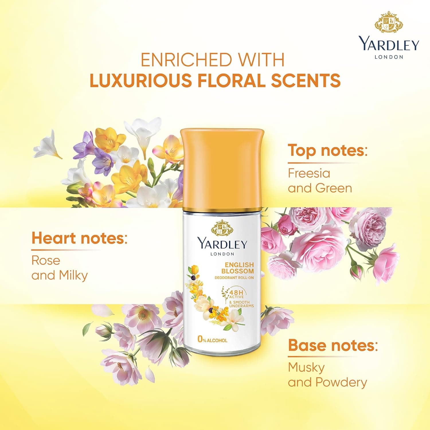 No Brand Yardley English Blossom Roll-On Deodorant 25ML for Women | Long Lasting Fresh Floral Fragrance daily essentials &… — thumbnail 3 of 8