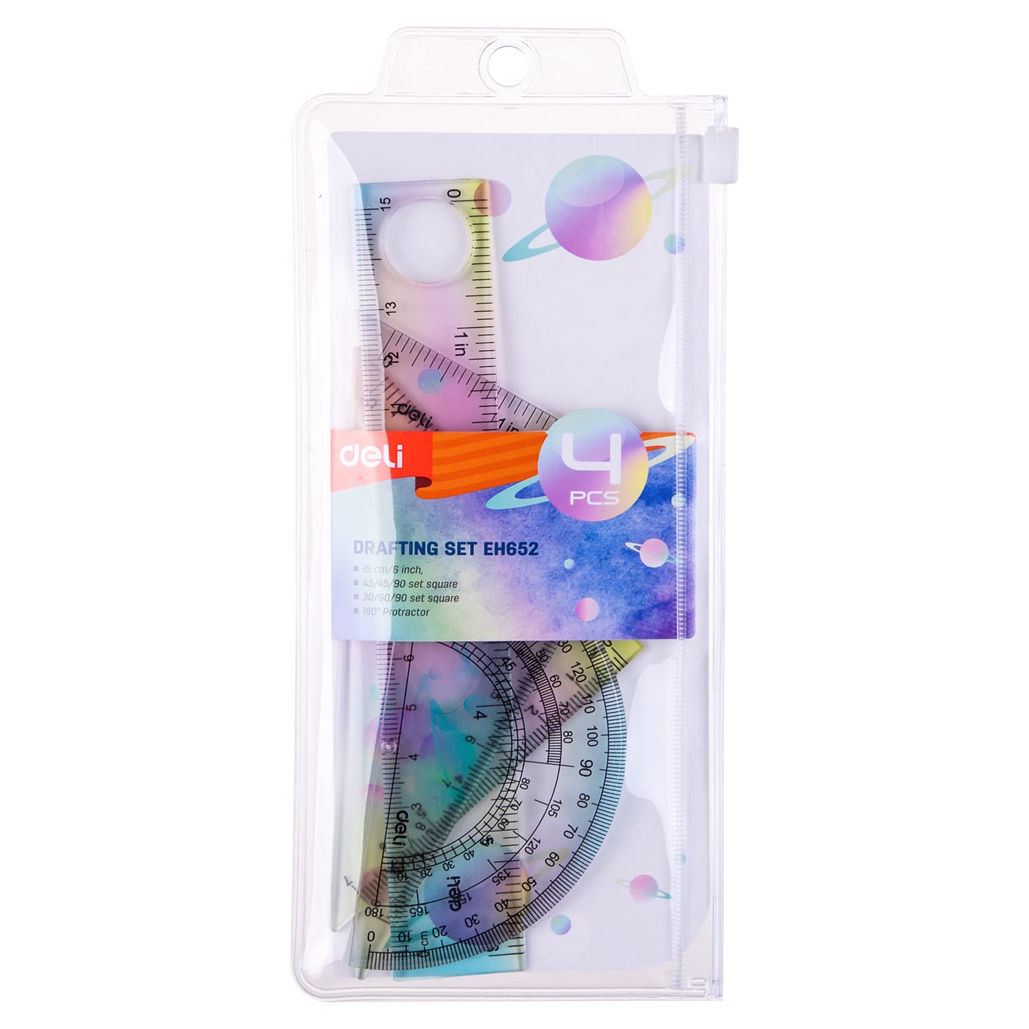 Deli Deli EH652 Ruler Set – 4 Piece Geometry Ruler Set with 15cm Ruler stationary, toys & sports — image 1 of 4