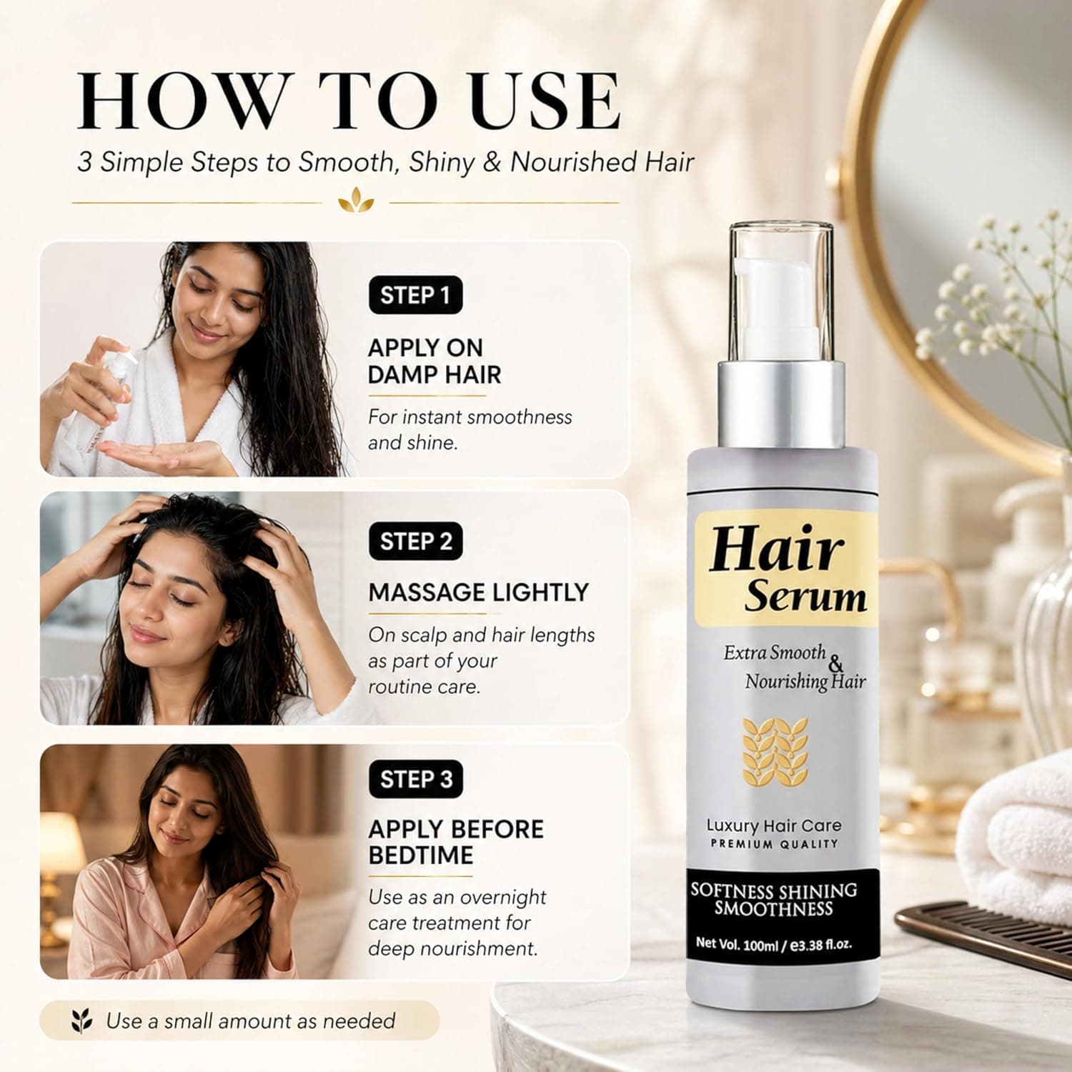 No Brand KS Keratin Smooth Hair Serum 100ml – Frizz Control, Shine & Heat Protection daily essentials & lifestyle — thumbnail 2 of 8