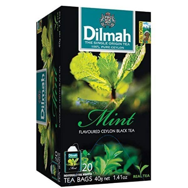 Dilmah Natural Mint Flavoured Ceylon Tea Bags | Premium Refreshing Herbal Black Tea