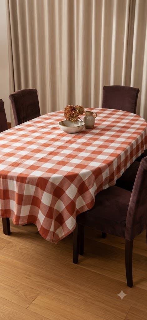 Rust and White Buffalo Check Tablecloth – 40 × 60 cm Classic Plaid Dining Table Cover