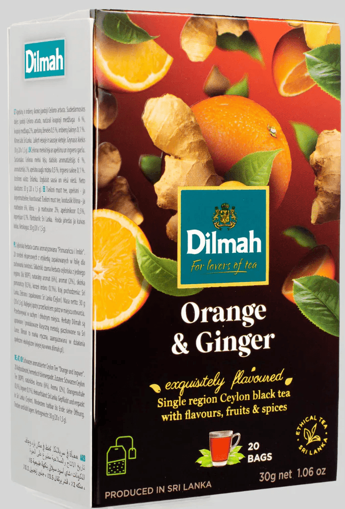 Dilmah Orange & Ginger Flavoured Tea – 20 Tea Bags | Premium Ceylon Herbal Tea