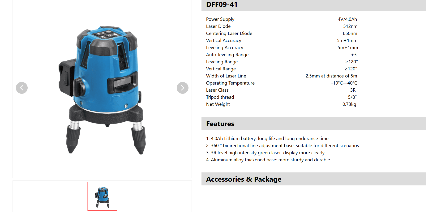 Dongcheng Power Tools Dongcheng Green Laser Line DFF09-41 Self-Leveling Cross Line Laser Level hardware & machinery — image 1 of 3