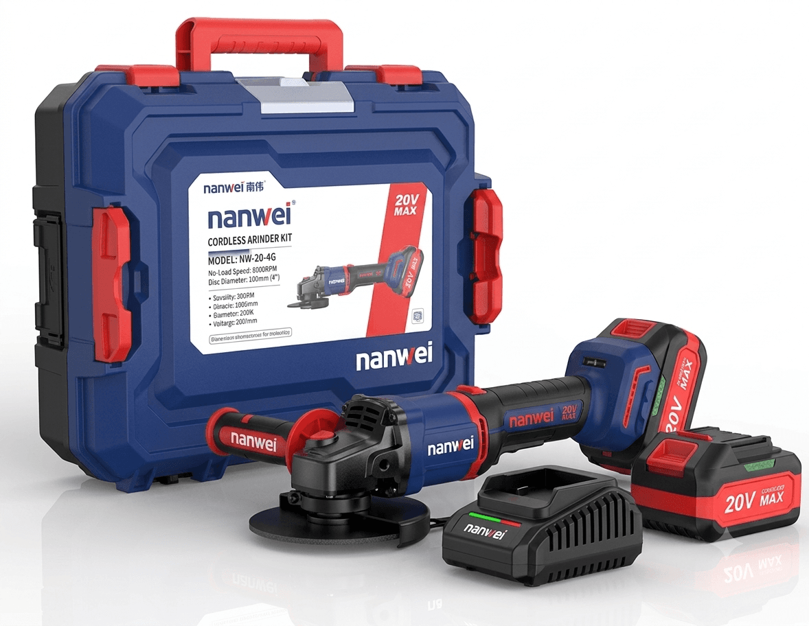NANWEI NW-A8162-C Electric Angle Grinder – 20V Brushless Cordless Grinding & Cutting Tool