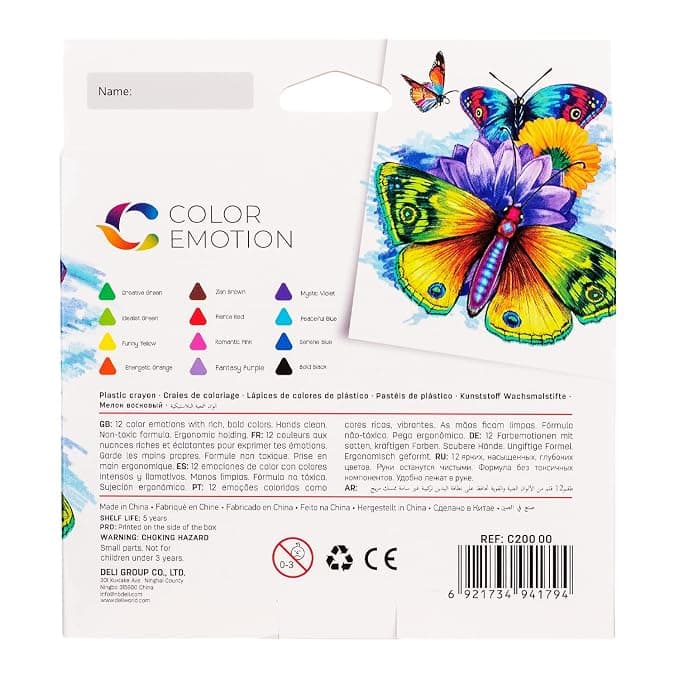 Deli Deli EC20000 Plastic Crayons Triangular Shape 12 Shades Multicolor | Easy Grip Non-Toxic Coloring Crayons for Kids… — thumbnail 2 of 4