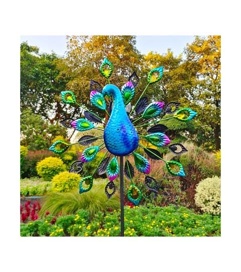 Senwell Peacock Wind Spinner with Solar Light Outdoor Garden Decor W-G192186