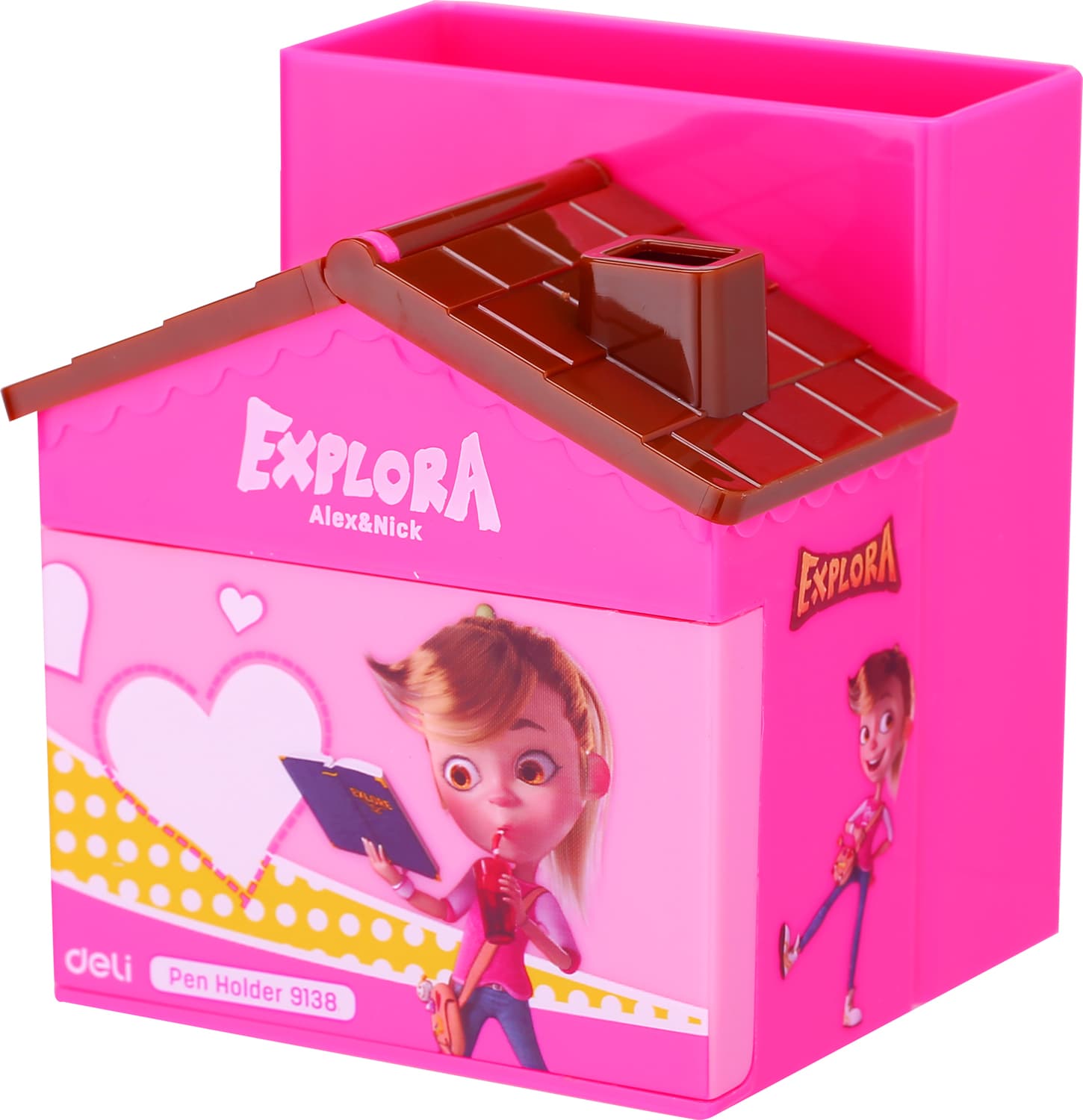 Deli Deli E9138 Pen Holder | Cartoon Desk Organizer with 3 Compartments & Drawer stationary, toys & sports — thumbnail 2 of 3