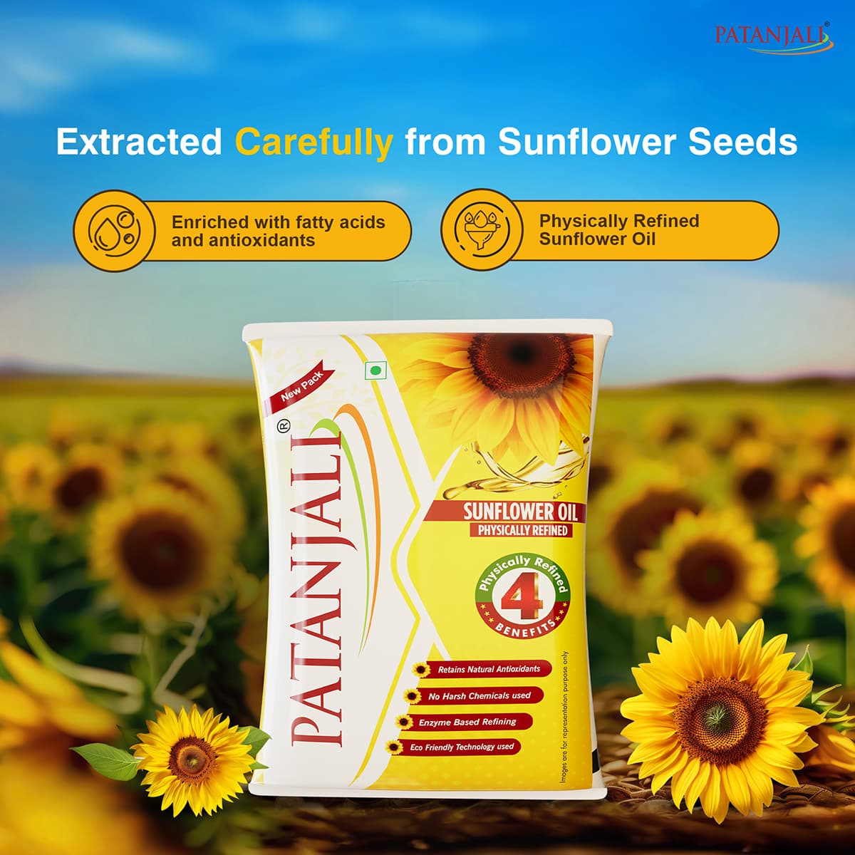 Patanjali Patanjali Sunflower Oil 1L | Healthy Cooking Oil for Everyday Use daily essentials & lifestyle — thumbnail 3 of 5