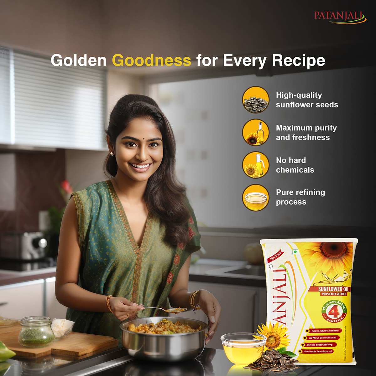 Patanjali Patanjali Sunflower Oil 1L | Healthy Cooking Oil for Everyday Use daily essentials & lifestyle — thumbnail 2 of 5