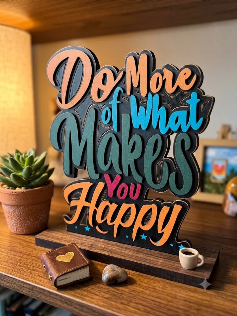 No Brand Inspirational Wooden Table Decor | "Do More of What Makes You Happy" Desktop Quote Sign home decor