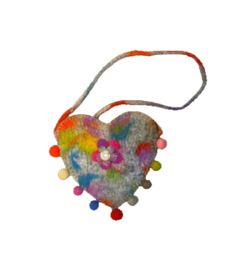 Mithila Handmade Felt Multi Color Purse - Love