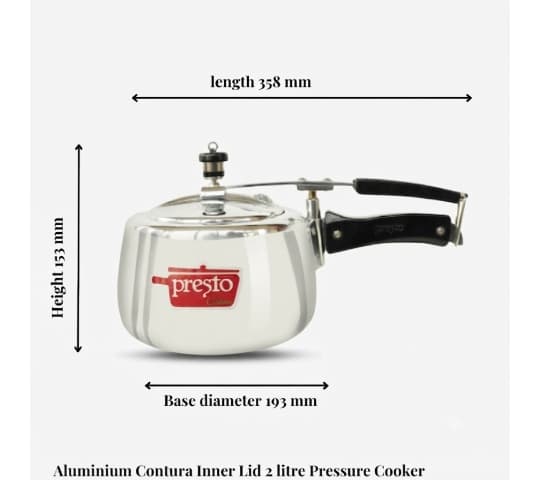 Presto Presto Aluminium Contura Inner Lid Pressure Cooker 2 Litre | ISI Certified Cooker daily essentials & lifestyle