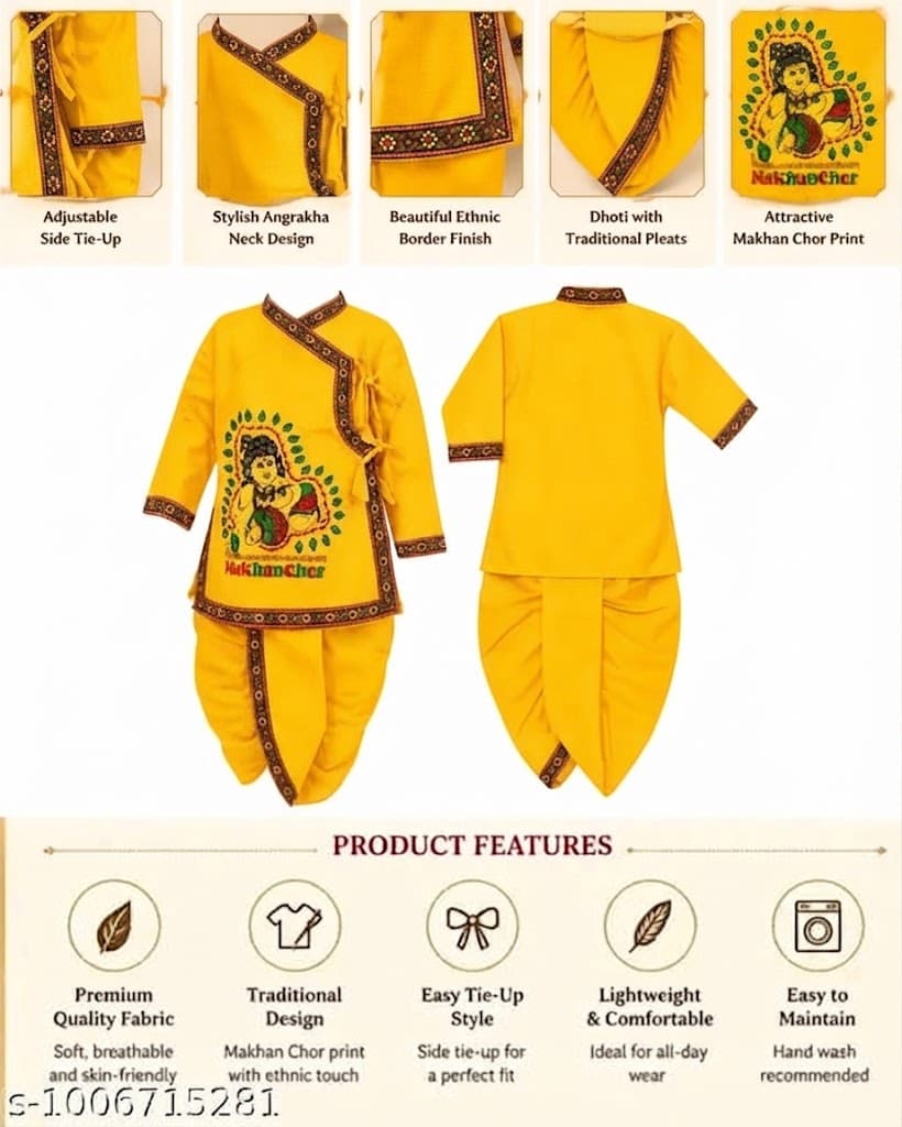 No Brand Krishna Janmashtami Dress for Kids Size 28–30 | Bal Gopal Krishna Costume with Dhoti, daily essentials & lifestyle