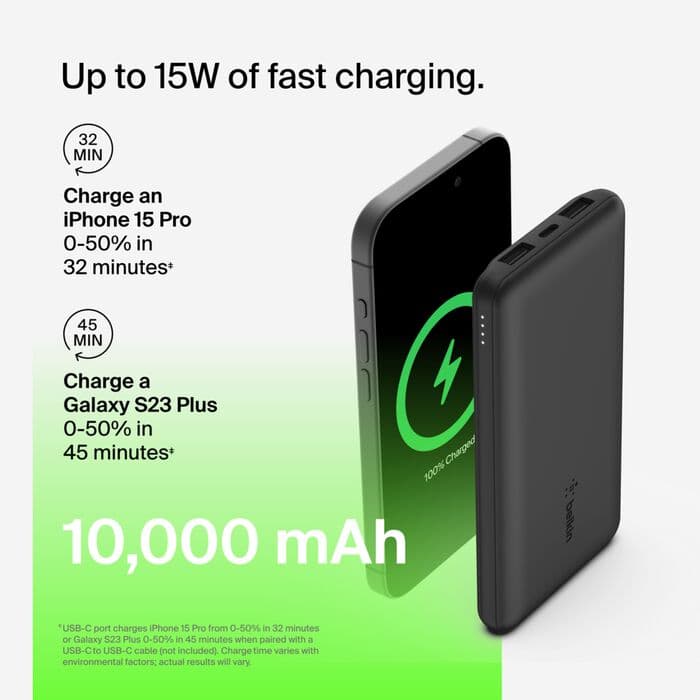 Belkin belkin Power Bank – BoostCharge 10KmAh 15W TYPE-C – BLK BPB011btBK electronics — thumbnail 3 of 10