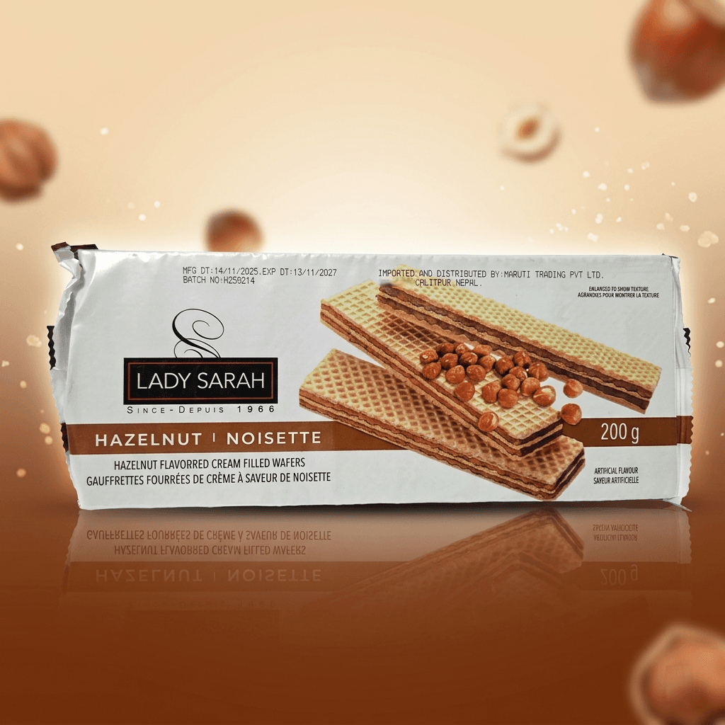 Lady Sarah Cream Filled Hazelnut Wafer 200g – Crispy Hazelnut Wafer Biscuits