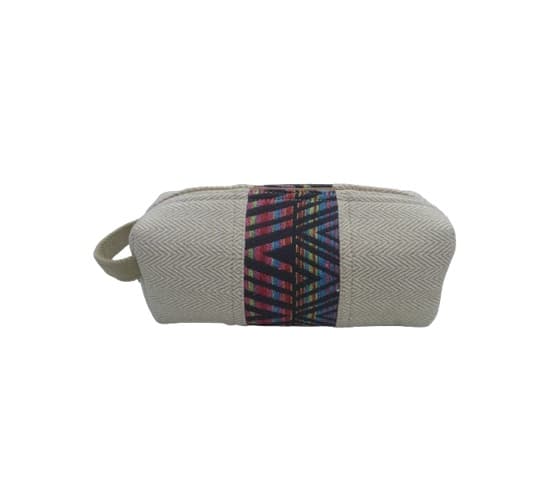 Handmade Herringbone Hemp Pouch with Geri Pattern Accent