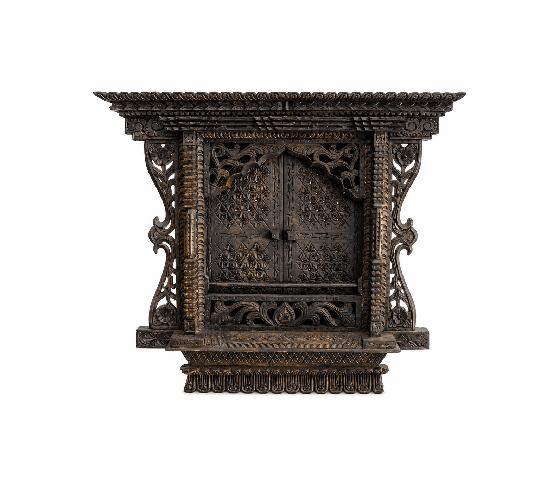 Wooden Carving Door 18 Inch | Handmade Traditional Nepali Wooden Wall Decor