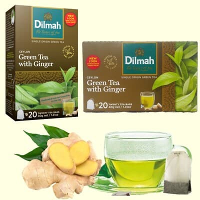 Dilmah Dilmah Ginger Green Tea 20 Tea Bags | Natural Green Tea with Ginger daily essentials & lifestyle — thumbnail 4 of 4