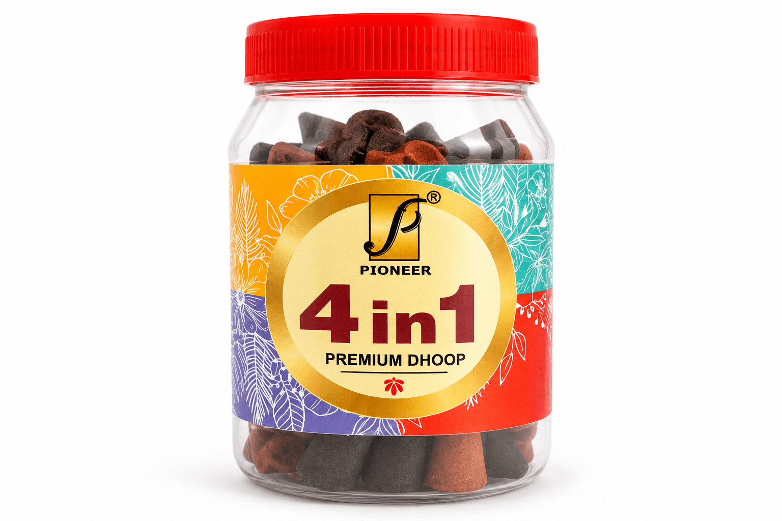 PIONEER 4 in 1 Premium Dhoop 225gm | Dhoop Cones for Puja, Prayer, Meditation & Home Fragrance