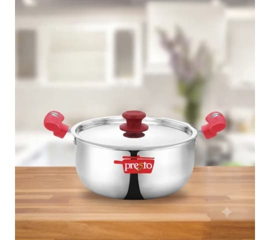 Presto Presto Triply SS Cookware Casserole 18cm with Stainless Steel Lid | Induction & Gas Compatible daily essentials &…