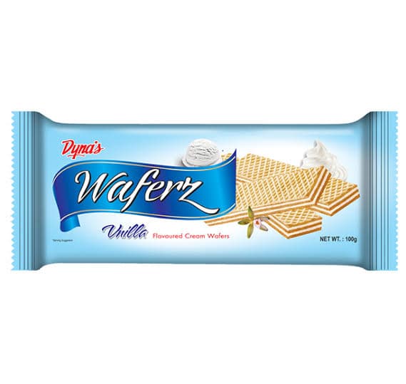 Dyna's Waferz Vanilla Flavour 100g | Crispy Vanilla Wafer Biscuits