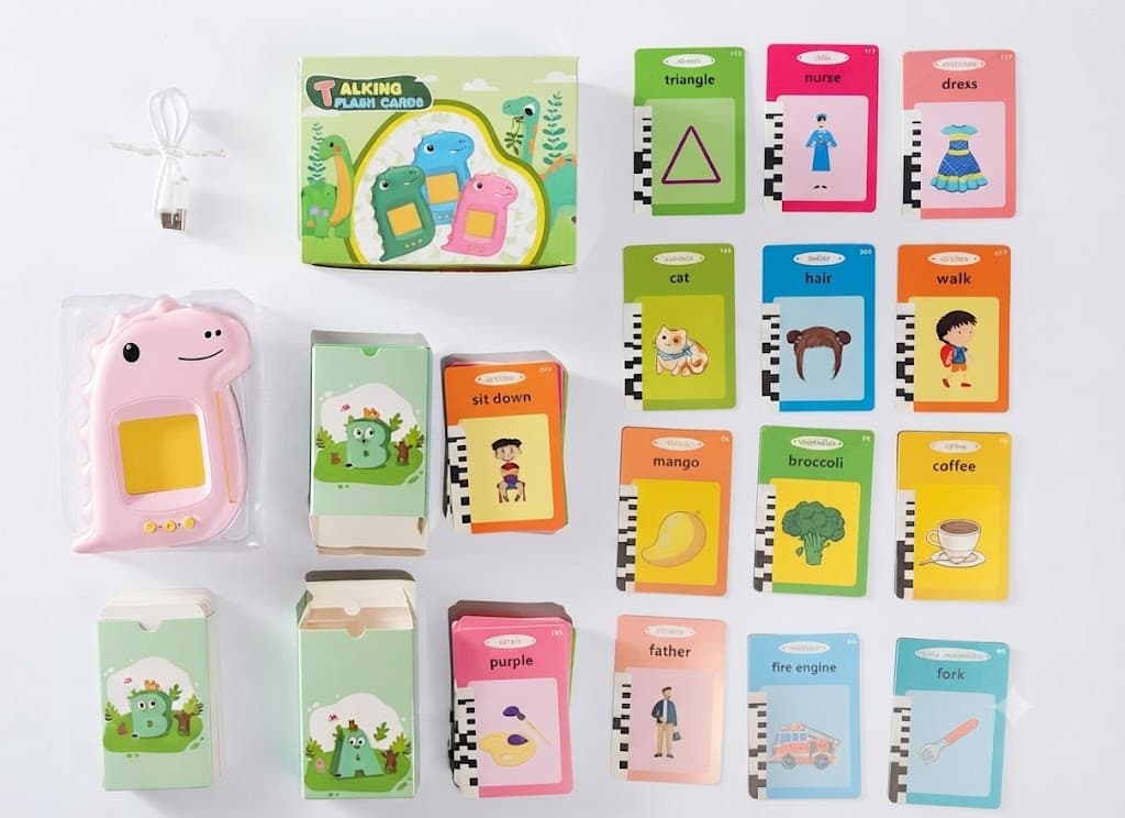 Interactive Talking Flash Cards Learning Toy for Kids – Educational English Vocabulary Card Reader