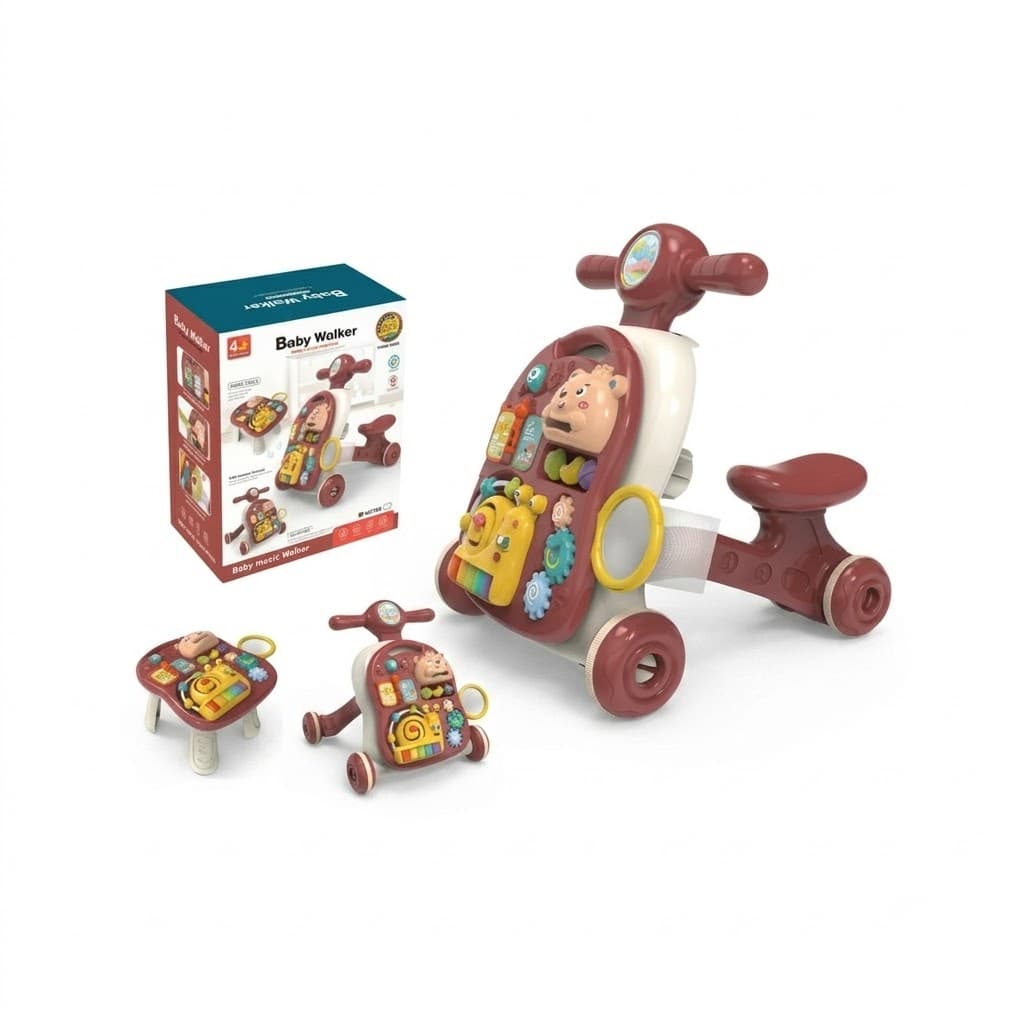 4-in-1 Convertible Baby Walker & Ride-On | Musical Activity Table & Push Toy