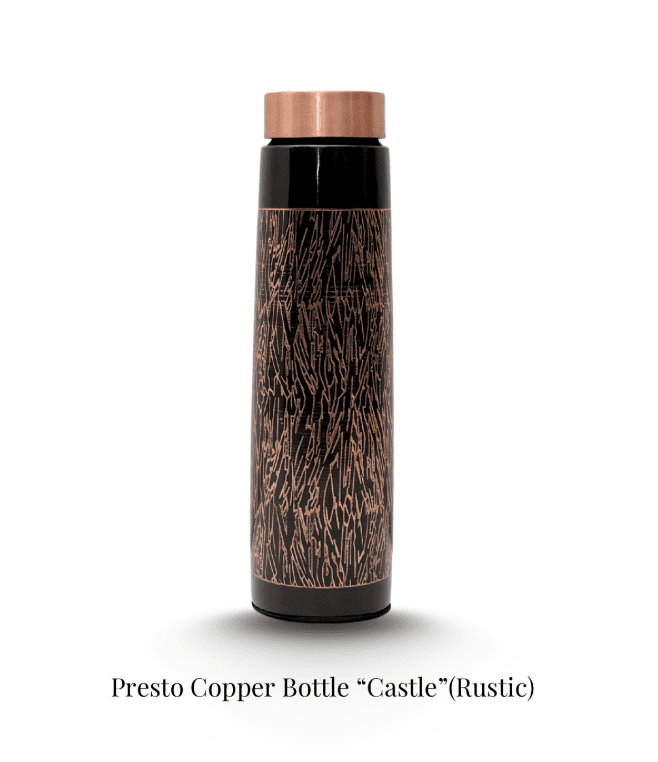 Presto Copper Bottle "Castle" (Rustic) | Pure Handmade Copper Water Bottle- Weight 0.220 kg, Height 253mm and Weight 70 mm… — thumbnail 2 of 2