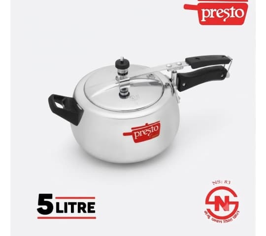 Presto Contura Inner Lid Pressure Cooker 5 Litre | Aluminium Cooker for Fast & Safe Cooking