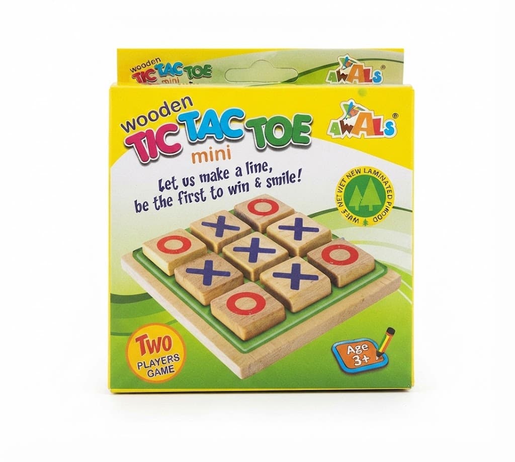 Mini Wooden Tic Tac Toe Board Game for Kids | Classic X & O Strategy Game