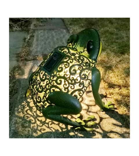 Senwell Senwell Metal Frog with LED Solar Light Outdoor Garden Decor Statue – Metal Animal Garden Ornament W-G220145 home…