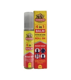 RhinoRub 4 in 1 Roll-On 10ml for Muscle Pain, Joint Stiffness, Headache, Cold & Congestion Relief