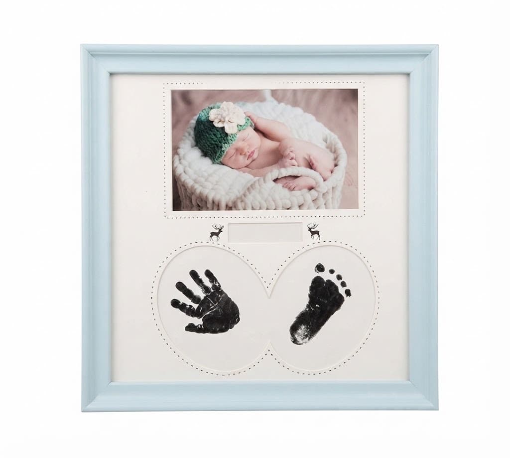 Baby Handprint & Footprint Picture Frame | Newborn Keepsake Kit | Baby Memory Photo Frame & Hand Footprint Gift
