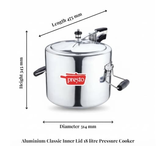 Presto Presto Pressure Cooker Aluminium Classic Inner Lid 18 Litre | Heavy-Duty Pressure Cooker for Large Families daily…