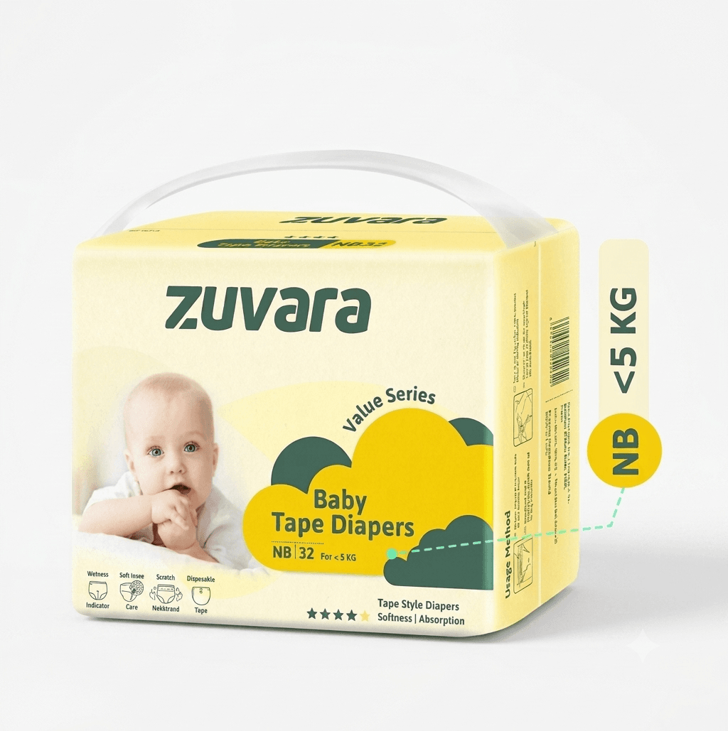 Zuvara Value Tape Diaper NB (Pack of 32)