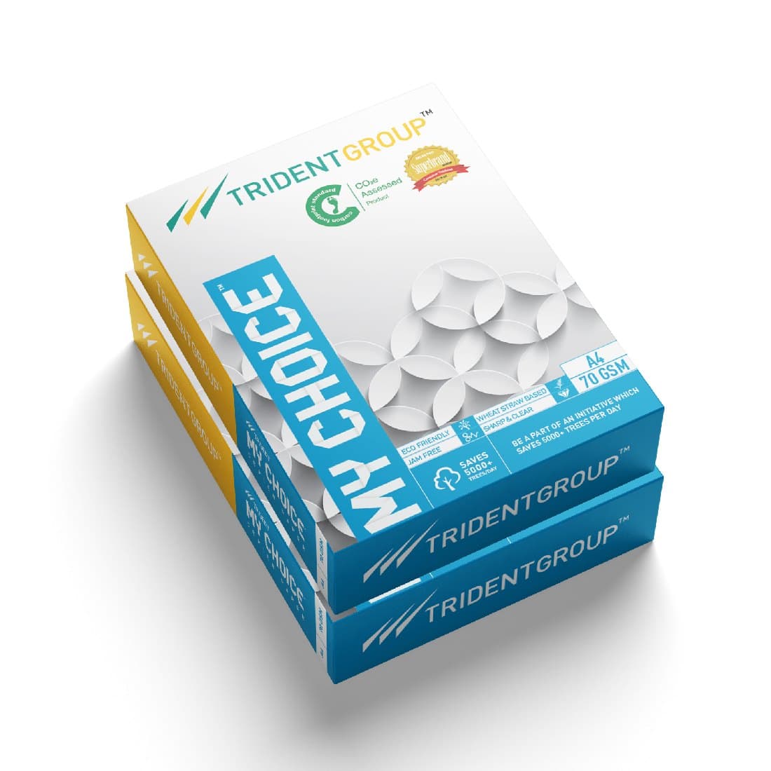 Set of Five Trident Group My Choice A4 Paper 500 Sheets 70 GSM | Premium Copier & Printer Paper