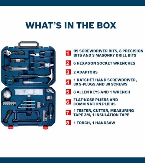 Bosch BOSCH Hand Tool Kit 108-Piece Set (2.607.002.788) | Professional Tool Kit for Home & Workshop hardware & machinery