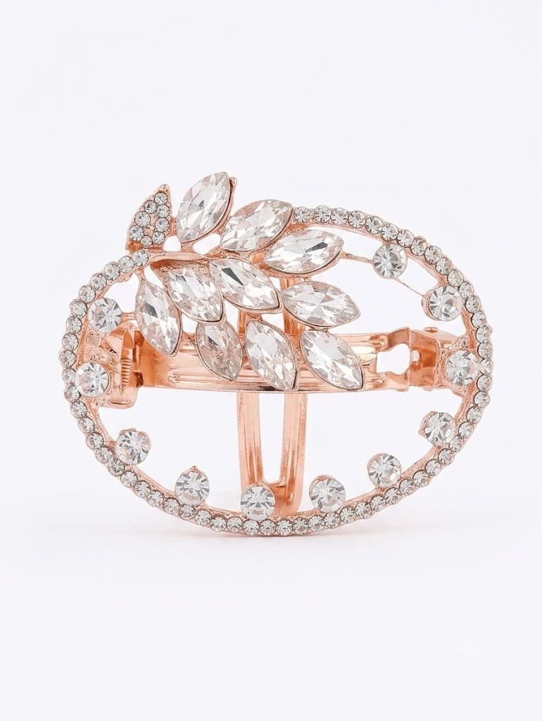 Floral Oval Barrette Hair Clip – Elegant Rhinestone Hair Accessory for Women & Girls
