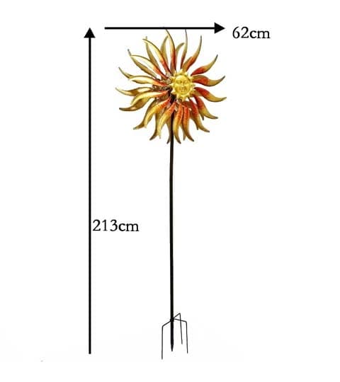 Senwell Senwell Sun Face Spinner with LED Solar Light – 360° Rotating Garden Wind Spinner W-G220133 home decor — thumbnail 2 of 2