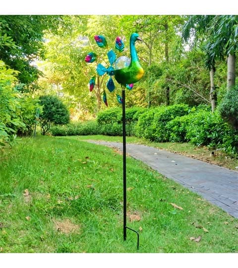 Senwell Senwell Peacock Spinner with LED Solar Light (W-G210826) home decor — thumbnail 2 of 2