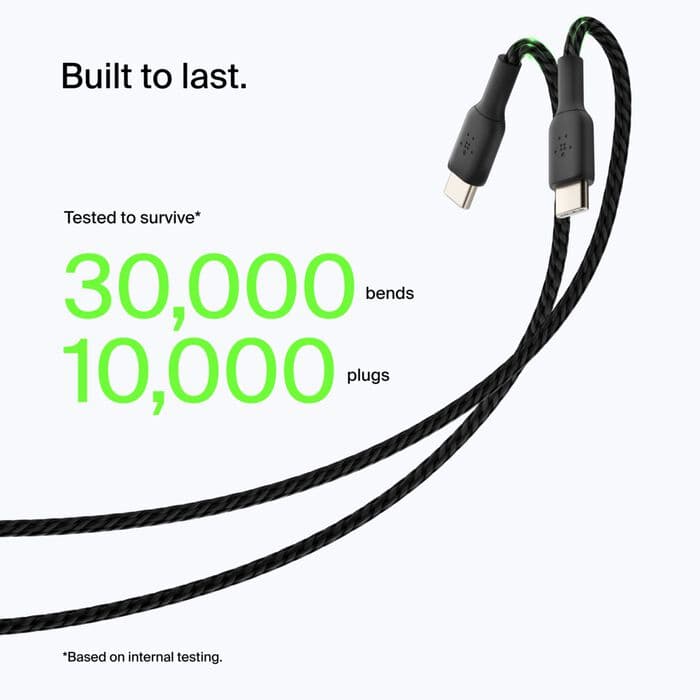 Belkin Belkin BoostCharge Braided USB-C to USB-A Cable 1M | Black (CAB002bt1MBK) electronics — thumbnail 2 of 7