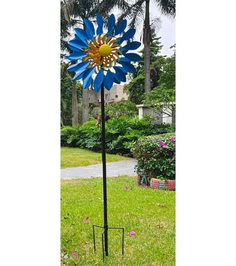 Senwell Senwell Blue Wind Spinner with Glass Ball Solar Light Outdoor Garden Decor #111B home decor