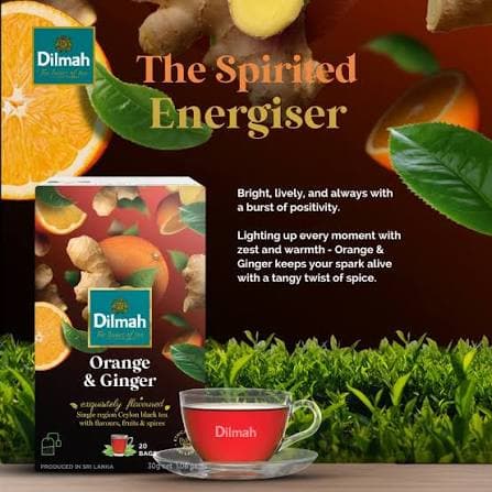 Dilmah Dilmah Orange & Ginger Flavoured Tea – 20 Tea Bags | Premium Ceylon Herbal Tea daily essentials & lifestyle — thumbnail 4 of 5