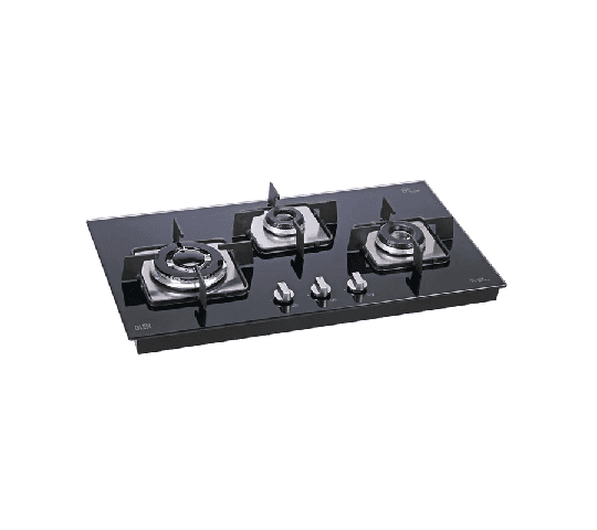 GLEN 3 Burner Glass Hob 1073 SQHTINTR | Triple Ring & Italian Double Ring Burner Auto Ignition