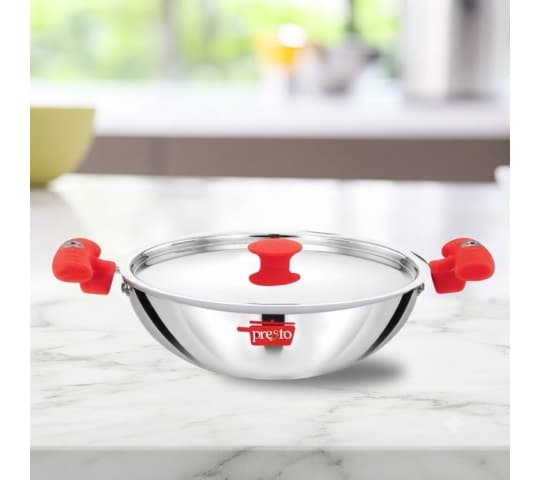 Presto Presto Triply SS Cookware Kadhai 24cm | Stainless Steel Induction Kadhai with Lid daily essentials & lifestyle