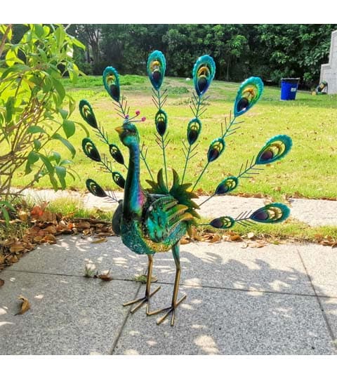 Senwell Senwell Metal Peacock Garden Decor with Solar LED Light Outdoor Weather-Resistant Sculpture W-G180205 home decor