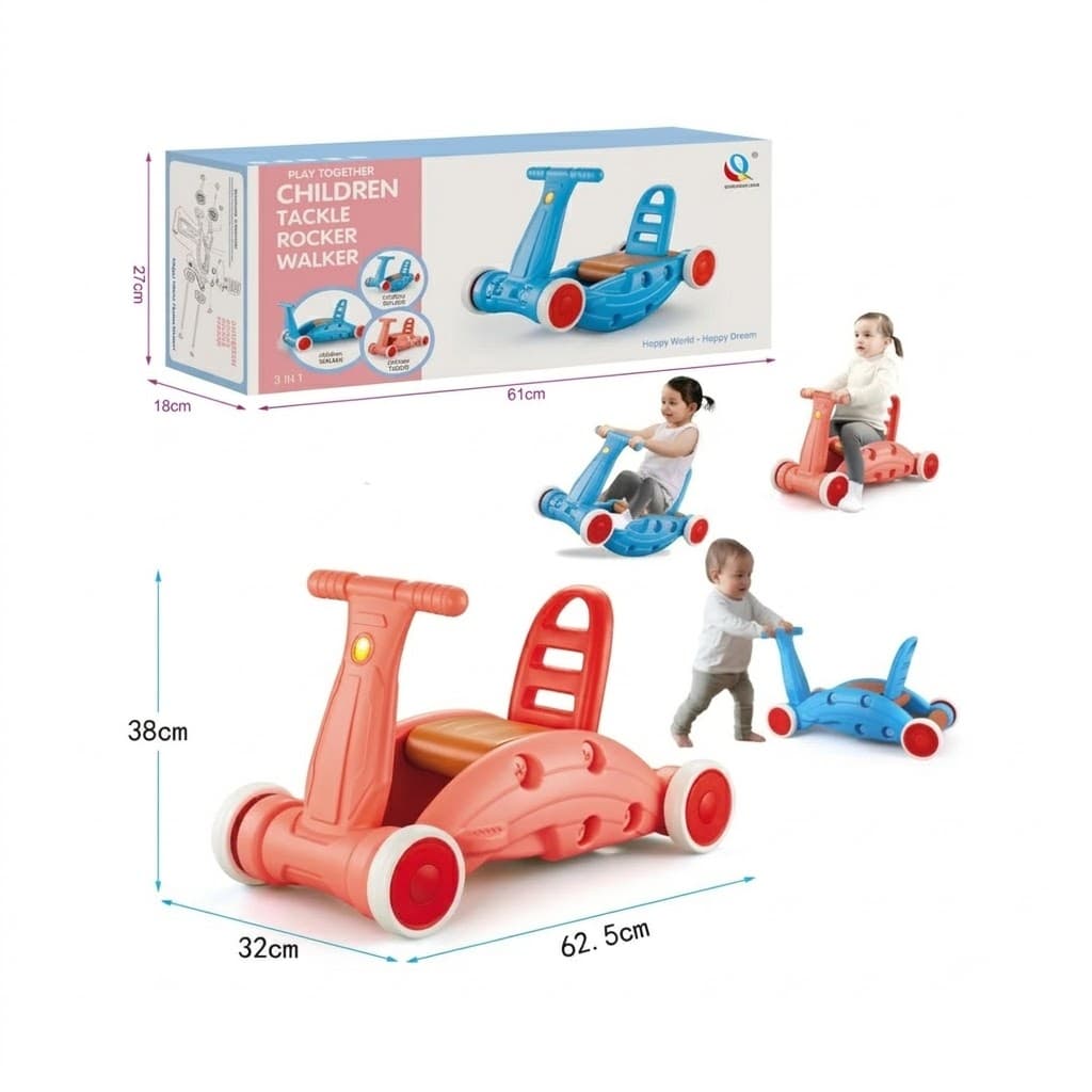 3-in-1 Children's Tackle Rocker & Walker – Convertible Toddler Ride-On Toy